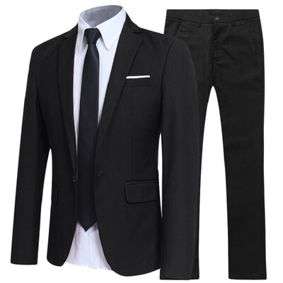 

New Mens Slim Business Casual Suit two-piece Sports Jacket Suit Pant one button Groom suit S-6XL Clearance Sale
