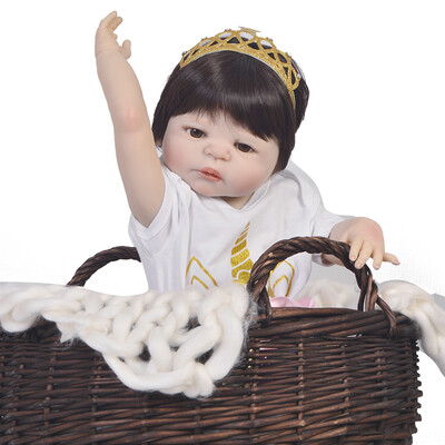 

23 Inch Reborn Doll Baby Full Silicone 57 cm Realistic Girl Baby Doll Toy For Children Kids Christmas Gift Can Shower