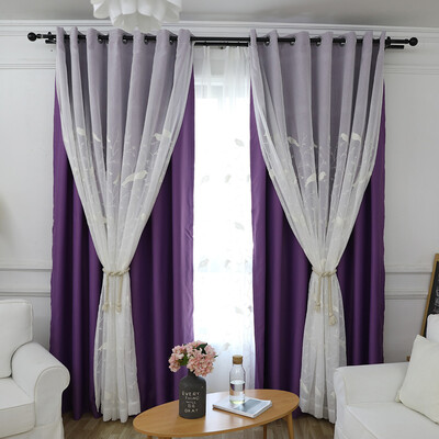

Modern Birds Pattern Double-Layer Home Fashion Window Decorative Curtain Pure Color Simple & Elegant Sunblind