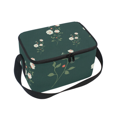 

ALAZA Insulated Lunch Box Green Daisy Lunch Bag for Men Women Portable Tote Bag Cooler Bag