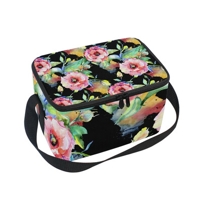 

ALAZA Lunch Box Insulated Lunch Bag Large Cooler Tote Bag Flowers Elements for Men Women Girls Boys