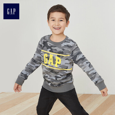 

GAP flagship store boy plus velvet round neck pullover sweater 441446 gray camouflage S