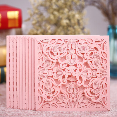 

10Pcs New Wedding Party Invitation Card Envelope Delicate Carved Pattern DD T6URWhite