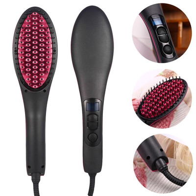 

Hair Straight Electric Brush Professional LCD Fast Hair Straightener Comb