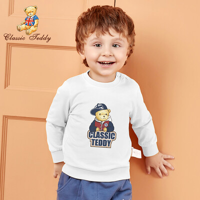 

Classic Teddy Classic Teddy Childrens Wear Childrens Sweater Boys Turtleneck Jacket Outer Service Sweater A Baseball Hat Bear - White 80