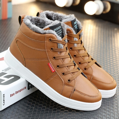 

Mens flannel fashion leisure boots warm high-top shoes