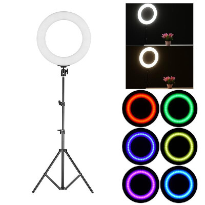 

Portable 14 Inch LED Video Ring Light Studio Photography Lamp RGB Color Lights 36-72W Adjustable Brightness 3200-7000K Color Tempe