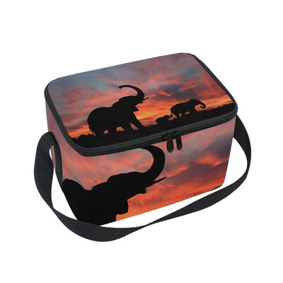 

ALAZA Lunch Box Insulated Lunch Bag Large Cooler Tote Bag Elephant Family Silhouetted for Men Women Girls Boys