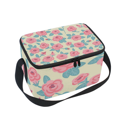 

ALAZA Insulated Lunch Box Beautiful Rose Design Lunch Bag for Men Women Portable Tote Bag Cooler Bag
