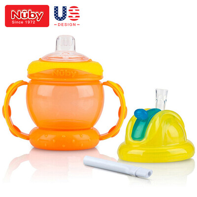 

Nuby childrens cup leak-proof sippy cup baby learning cup double head replacement duckbill cup 240ml orange 10020 American brand