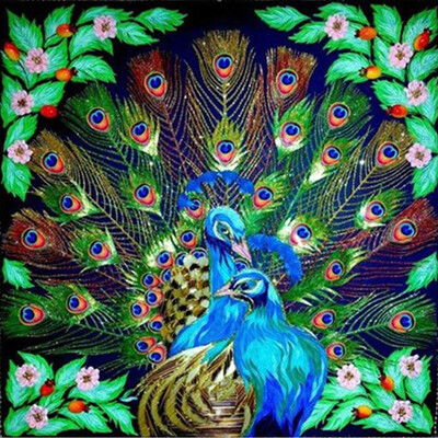

5D Diamond DIY Diamond Painting Peacock Cross Stitch 2 Peacock Diamond Embroidery Patterns Rhinestone Adornment Picture