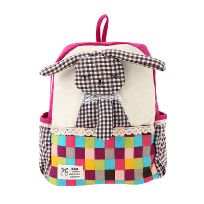 

Kids School Bags Backpack Canvas Cute Cartoon Rabbit Children Kindergarten Primary Schoolbags Glaucous