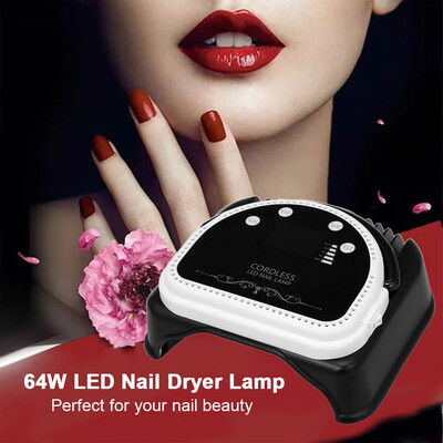 

64W LED Nail Dryer Lamp Curing Machine With Lifting Handle LCD Screen Nail Lamp Powerful Nail Polish Gel Dryer Salon Tool Black