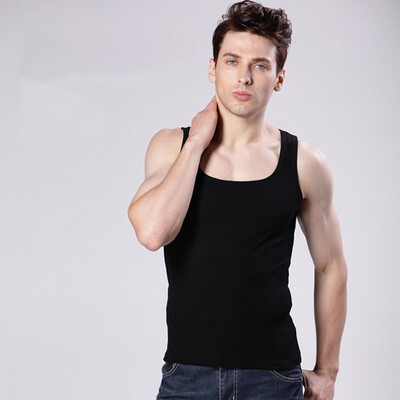 

New 3Pack 100 Cotton Vest Square-cut Collar Fitness Sports White Black Gym Training Tops