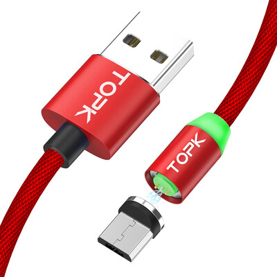 

TOPK Newest Upgraded LED Magnetic Cable Micro USB Cable Fast Charging Data Sync For Samsung Galaxy S7 Microusb Phone Cables