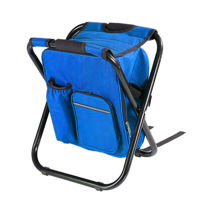 

Outdoor Folding Stool Portable Backpack Chair Stool with Insulated Cooler Bag for Camping Fishing Hiking Beach