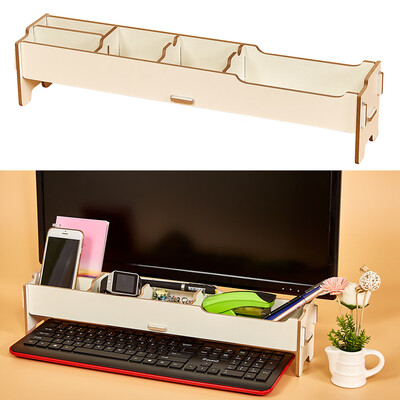 

Desktop Multifunctional Monitor Riser Stand with Storage Slolts for Stationeries Keyboard Office School Home Supplies