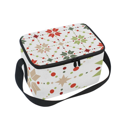 

ALAZA Lunch Box Insulated Lunch Bag Large Cooler Geometric Snowflakes Tote Bag