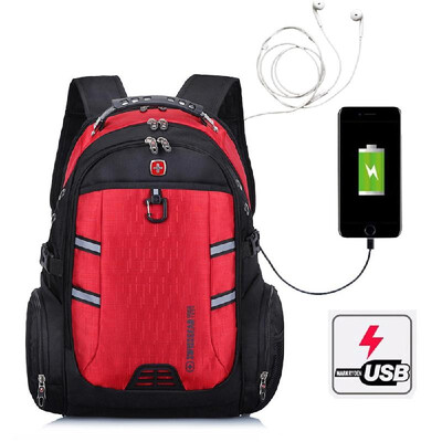 

Multifunction Laptop Bag Laptop Backpack External USB Charge Schoolbag Travel Bags Blue