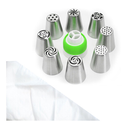 

304 Stainless Steel Pastry Suit 8PCS Russian Nozzle Baking Tool Cake Cream With Coupler