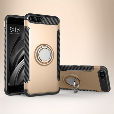 

Back Cover For Xiaomi Mi 6 Mi6 Case Car Holder Stand Hard PC Silicon Ring Suction Bracket Celulars Fecoprior