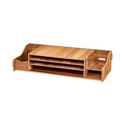 

Large Size Monitor Riser Stand Wood Organizer File Stationery Holder for Office Desks School Home