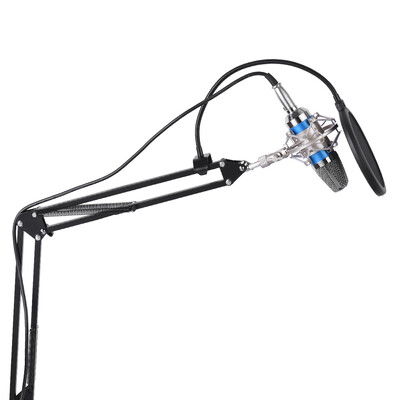 

Professional Broadcasting Studio Recording Condenser Microphone Mic Kit with Shock Mount Adjustable Suspension Scissor Arm Stand
