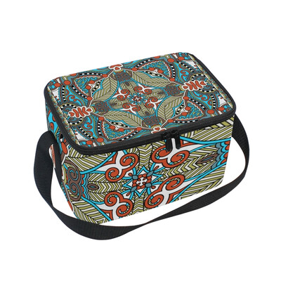 

ALAZA Insulated Lunch Box Vintage Decoration Pattern Lunch Bag for Men Women Portable Tote Bag Cooler Bag
