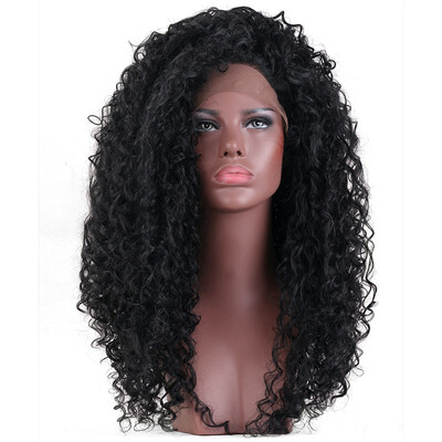 

Element Swiss Synthetic Lace Front Wig 1b Black 24 Inch Afro Kinky Long Curly Hair Black Full Wigs For African American Women