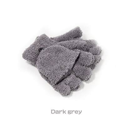 

Girls Coral Velvet Flip Cover Soft Half Finger Winter Hand Warmer Mittens Clamshell Glove Computer Gloves 1 Pair Coffee