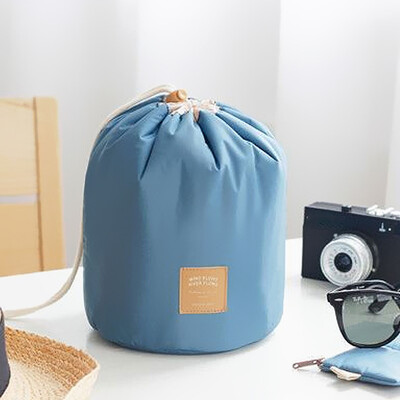 

Portable Travel Barrel Carry Case Large Cosmetic Bags Makeup Toiletry Storage Bag with Drawstring Pockets Rose Red