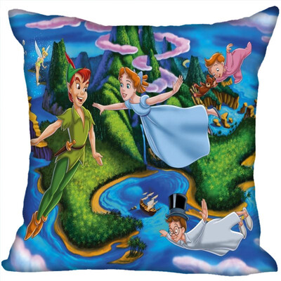 

Peter Pan Pillow Cover Bedroom Home Office Decorative Pillowcase Square Zipper Pillow Cases Satin Fabric No Fade