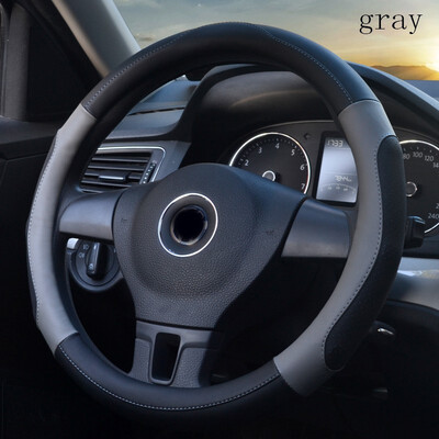 

Auto Interior Protection Accessories Fashion red blue gray Multi-color Breathable Micro Fiber Leather car Steering Wheel Cover
