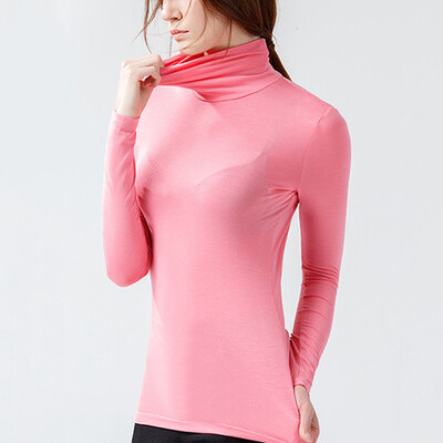 

CANVAUS Autumn Women Modal Slim Turtleneck Long Sleeve T-Shirt Simple Large Size Undershirt Tops F325A