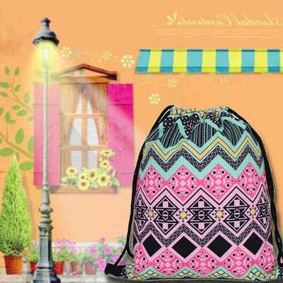 

Hot Fashion Mens Womens Print Shoulder Folding Drawstring String Bag Backpack School Rucksack Gym Sport Handbag 15"x118" Travel