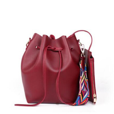

2019 New Fashion Colorful Strap Bucket Bag Women High Quality Pu Leather Shoulder Bag Brand Desinger Ladies Crossbody Bags