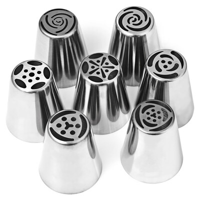 

7pcs Russian Icing Piping Nozzles Cake Decoration Tips Kitchen Tool 7 Differently Ended Icing Nozzles