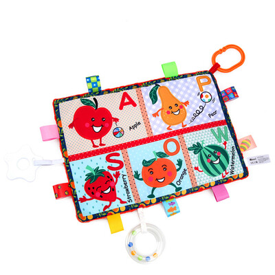 

Baby Security Blanket With Teether Multifunctional Embossed Tag Blanket Soothing Towel Soft Blankie Crib Hanging Acivity Toys Vege