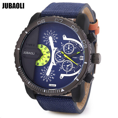 

JUBAOLI A1088 Male Quartz Watch Date Display Decorative Sub-dial Canvas Band Wristwatch