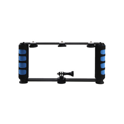 

Aluminium Alloy Dual Handheld Grip Selfie Stick 14 Inch Screw Mounts Handgrip for Phone DSLR ILDC Action Camera Blue
