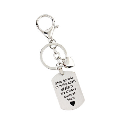 

Side by Side or Miles Apart Sisters Key Chain Best Friends Are the Sisters We Choose Key Ring