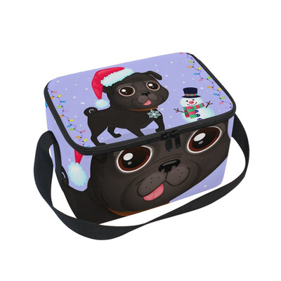 

ALAZA Lunch Box Insulated Lunch Bag Large Cooler Christmas Dog In Frame Of Garlands Tote Bag