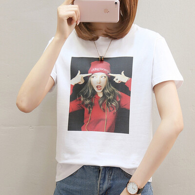 

JOY OF JOY Jingdong Womens 2019 Summer New T-Shirt Womens Short Sleeve Loose Round Neck Print T-Shirt Half Sleeve Top Women JWTD191767 White L