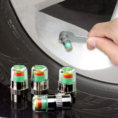 

Pellet car tire nozzle cover valve head cap tire pressure monitoring cap air pressure detection valve core warning gas cap 4 Pack