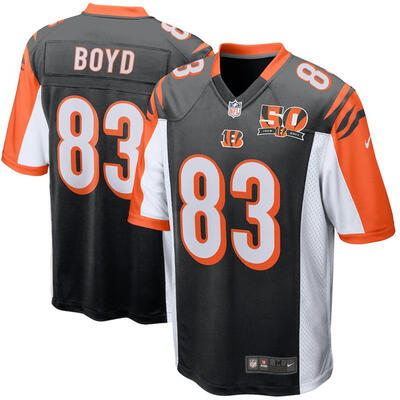 

Mens Football Jersey Cincinnati Bengals Tyler Boyd Black 50th Anniversary Patch Game Jersey