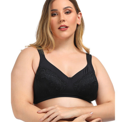 

Solid color lace ultra-thin cup large size underwear without rims full cup bra