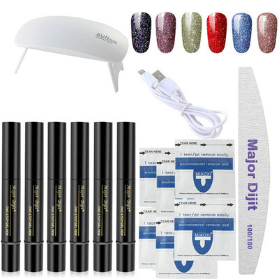

Major Dijit 1 Set Nail Art Tools Manicure Tool 6 Colors 5ml One Step Nail Gel UV Lamp Dryer Nail Gel Kit