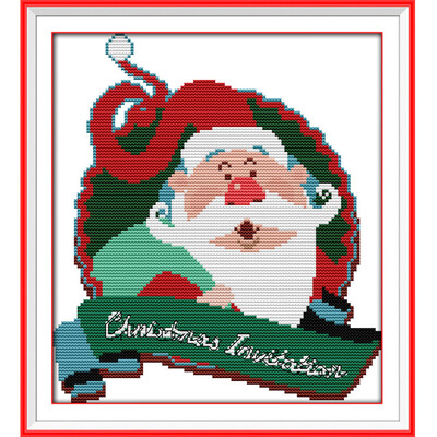 

25 28cm DIY Hot Sale Counted Cross Stitch Set Embroidery Needlework Kits Christmas Santa Claus Pattern Cross Stitching Home Deco