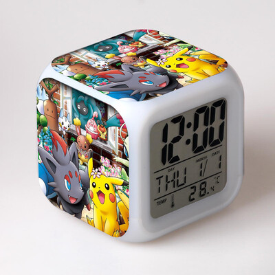 

Novel Pokemon Pikachu Digital Alarm Clock Night Light LED Flash Light with LCD Display Anime Figures Electric Clocks for Children