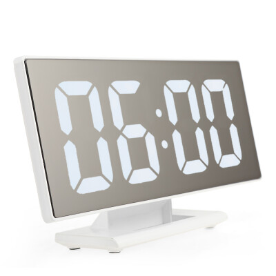 

Digital Mirror Surface Alarm Clock with Large LED Display USB Port for Bedroom